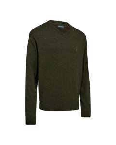 8118 Deerhunter Harrington V-Ausschnitt Strick - Forest Ember Melange