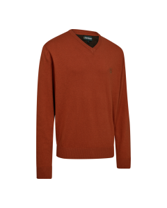 8118 Deerhunter Harrington V-Ausschnitt Strick - Oak Rust Melange