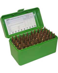 24RSLD-50-10 Ammo-Box, 50 Schuss, Klappdeckel, .223, .270 WSSM, .460, .500 S&W, grün