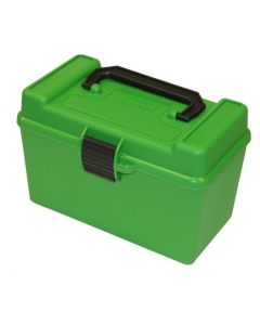 24H50-RL-10 MTM Case Gard Deluxe Ammo Box 50 Round Handle 25-06 30-06 270 Win Green